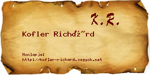 Kofler Richárd névjegykártya